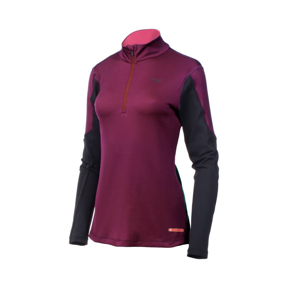 Base Layer Mizuno Breath Thermo® Half Zip Mujer Moradas/Negras Baratas CAVS-62751